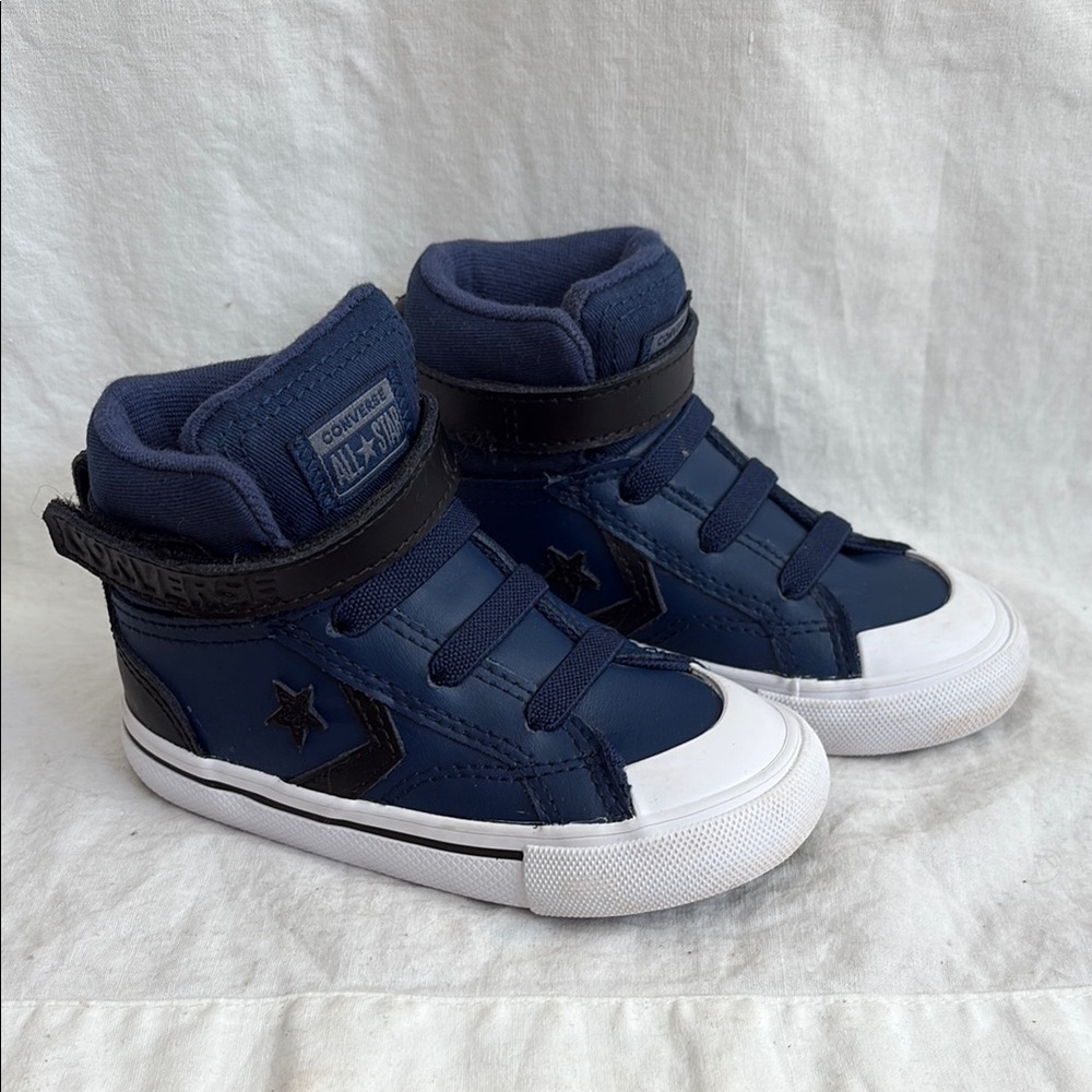 Converse Blue and Black High-Top Sneakers with Velcro